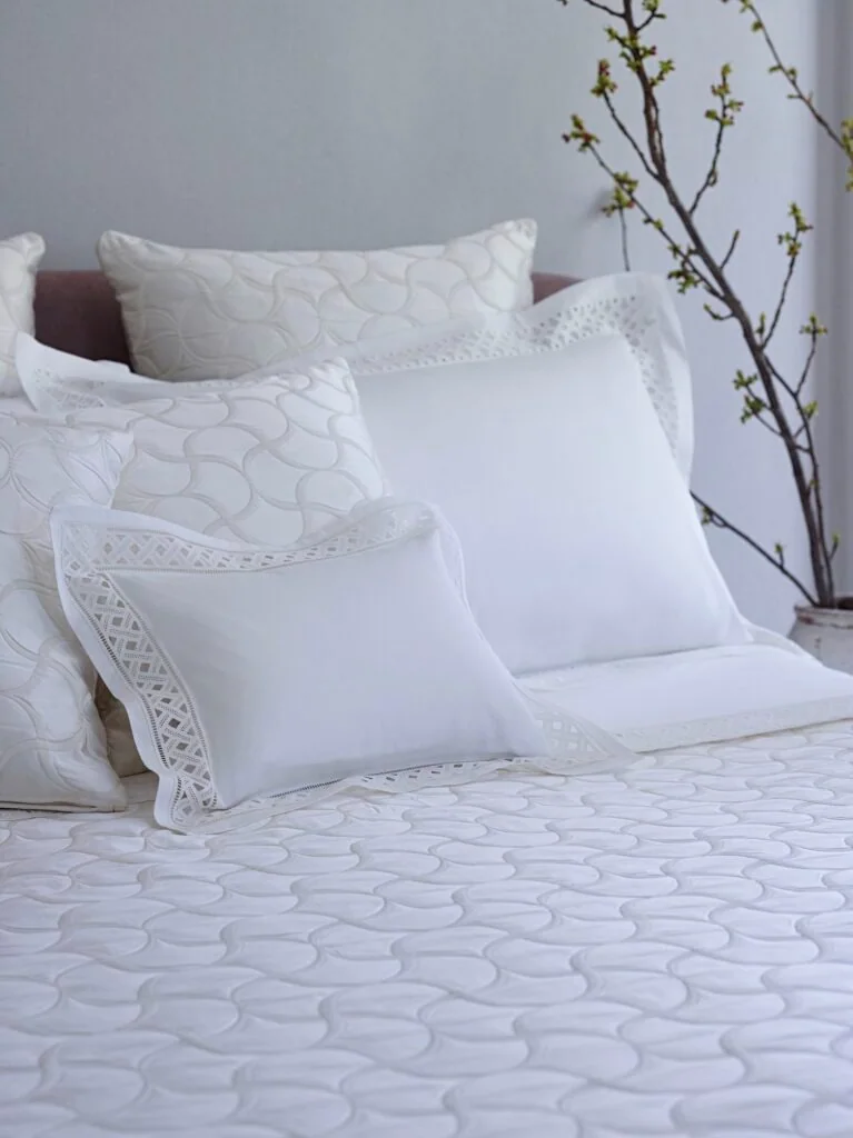 Frette Luxury Bedding Linens Bed 3 Tile Auspicious Milk White 3, Design Authority