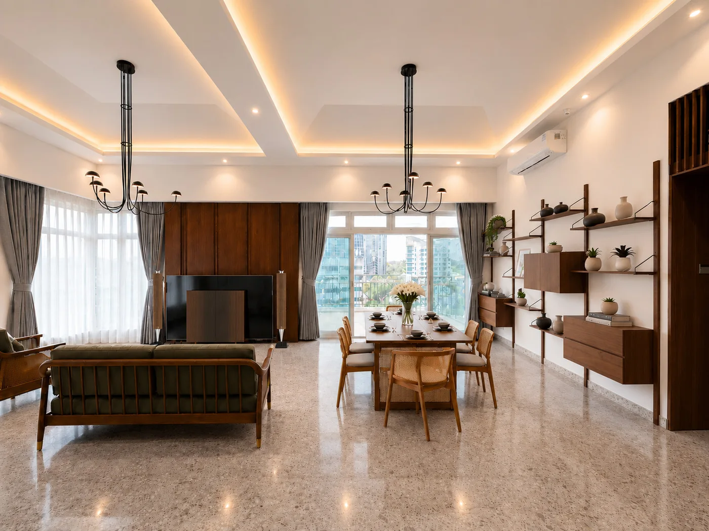 J Concept Designers &mdash; Cavendish Park Mid-Century Modern living and dining
