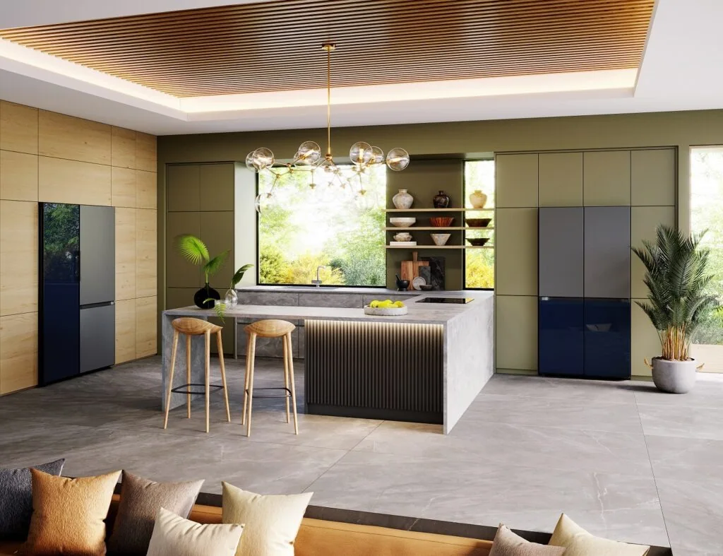 Samsung Bespoke Refrigerator 2 Grey Glass Navy Glass, Design Authority