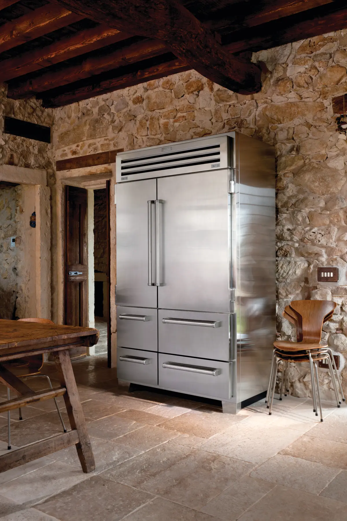 Sub-Zero PRO 48 Refrigerator Freezer with stainless-steel doors