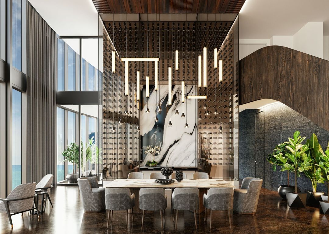 Luxurious Dining Area Design @ Porsche Tower Penthouse By Adriana Hoyos Design Studio, Design Authority